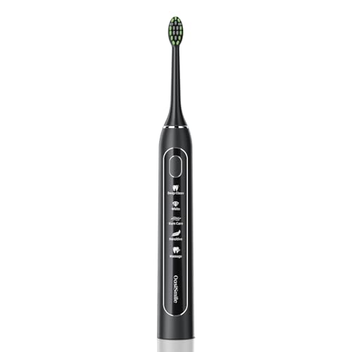 Sonic Electric Toothbrush for Adults: Deep Cleaning for Travel & Sensitive Teeth ? Rechargeable Toothbrush with 6 Brush Heads, 42000 VPM, 5 Modes, 100 Days Battery Life for for Home Family