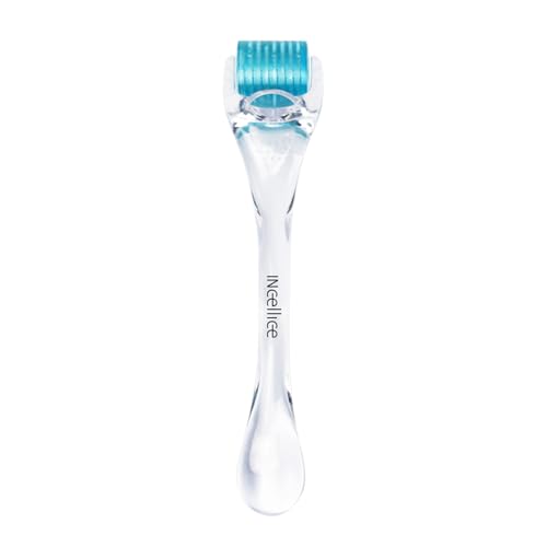 Derma Roller, Microneedling Roller with 200 Real Individual Titanium Needles, Professional Microneedle Roller for Men and Women Home Use - Pale Blue