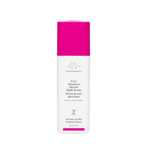 Drunk Elephant T.L.C. Framboos Glycolic Serum - Exfoliating AHA Serum - Clean Clinical Skincare - Cruelty-Free - Dermatologist-Tested - Free of Essential Oils, Silicones, and Fragrance