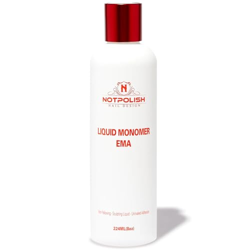 Notpolish Liquid Monomer for Acrylic Nails ? Professional Monomer Acrylic Nail Liquid, Low Odor, No MMA ? No Discoloration, EMA-Based Formula ? Manicure and Pedicure Supplies, Made in USA, 8 oz