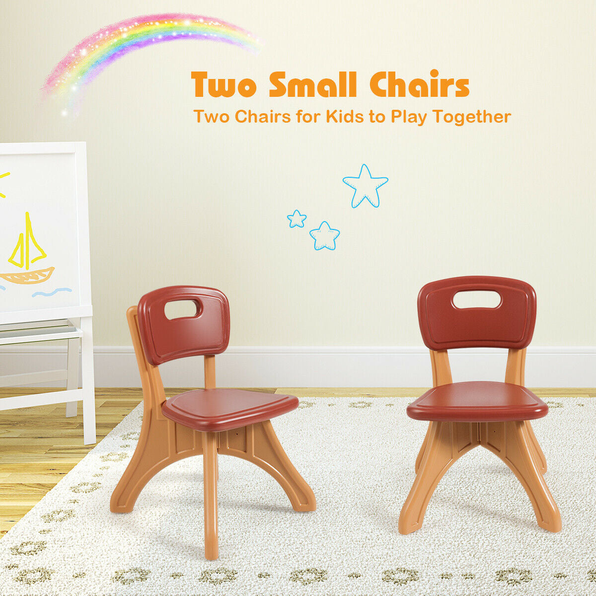 Kids Activity Table and Chair Set with Storage - Brown, Durable Plastic