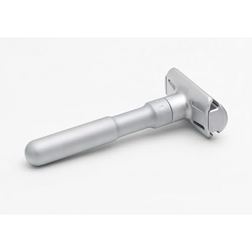 MERKUR FUTUR 700 Adjustable Double Edge Safety Razor - Matte Chrome, Adjustable Razor With Dial, Made in Germany, Plastic-Free, Snap-On Cap Design, Straight Bar