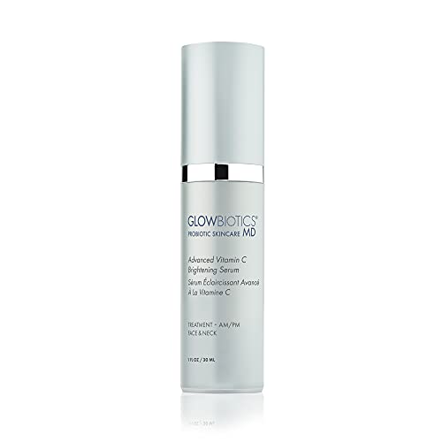 Glowbiotics Advanced Vitamin C Brightening Serum with Probiotics & Hyaluronic Acid ? Collagen Boost, Reduces Wrinkles & Dark Spots, Evens Tone ? Airless Pump