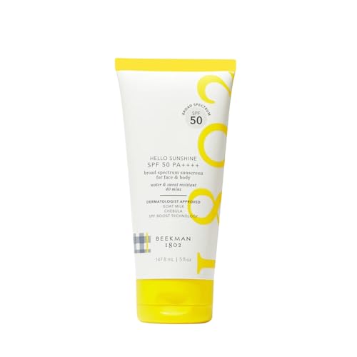 Beekman 1802 Hello Sunshine SPF 50 PA ++++ - Sunscreen for Face & Body - 5.0 fl. oz - Reduces Fine Lines & Protects Against Sun Damage - Good for Sensitive Skin - Cruelty Free - Reef Safe