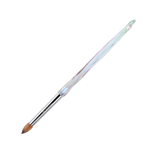 MakarttPro Kolinsky Crimped Acrylic Nail Brush for Acrylic Powder and EMA Monomer Application, Made for Professional Nail Technicians and Beginner Nail Students, Size #8