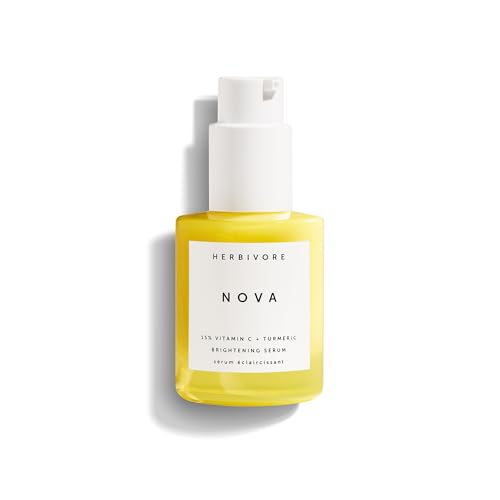 HERBIVORE Nova 15% Vitamin C + Turmeric Brightening Serum for Dark Spots, Hyperpigmentation + Even Skin Tone | Vegan, Plant-Based, Cruelty-Free, 30 mL / 1 oz