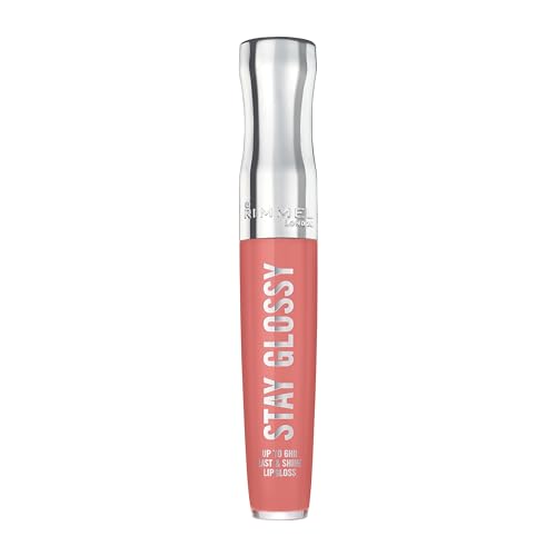 Rimmel London Stay Glossy, 470 Perfect Peony, Lip Gloss, Non-Sticky, Color and Shine, Up To 6-Hour Wear, Precise Applicator, 0.18oz