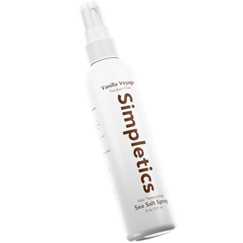 Simpletics Himalayan Sea Salt Hair Spray (Vanilla Scent) ? Natural 5-Ingredient Formula for Beach Waves & Volume ? Light Hold, Non-Greasy, Paraben & Sulfate Free ? Unisex 8 fl oz