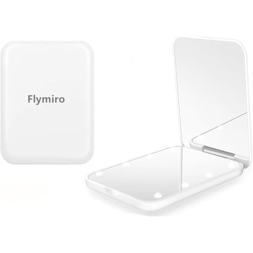 Compact Mirror, 1x/3x Magnification Mini Mirror for Purse, Pocket, Handheld, Stocking Stuffers, Travel Makeup, 2-Sided Foldable, Small Mirror with Led Lights