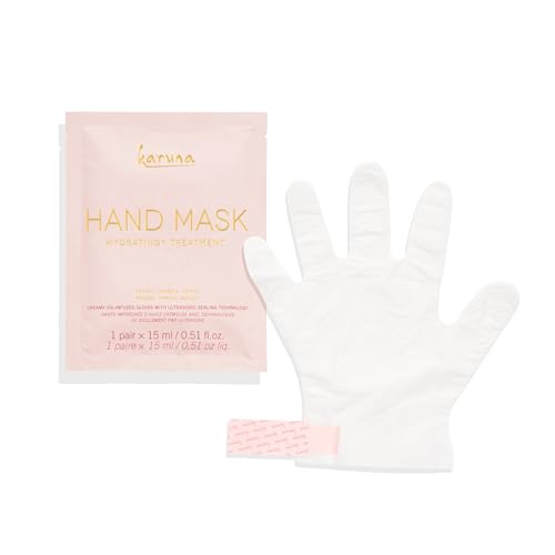 Karuna Hydrating+ Hand Sheet Mask, Creamy Oil-Infused Hand Mask with Camellia Flower, Soothe & Moisturize Dry Hands, Reformulated - 1 Count