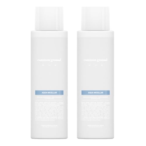 COMMON GROUND NUE Aqua Micellar Water Makeup Remover 3-in-1 Cleanser, Astringent, Makeup Remover, Non-Greasy, No-Rinse, Hydrating, Plant-Based, Organic Aloe Vera & Cucumber, 8.4 Fl Oz (Pack of 2)