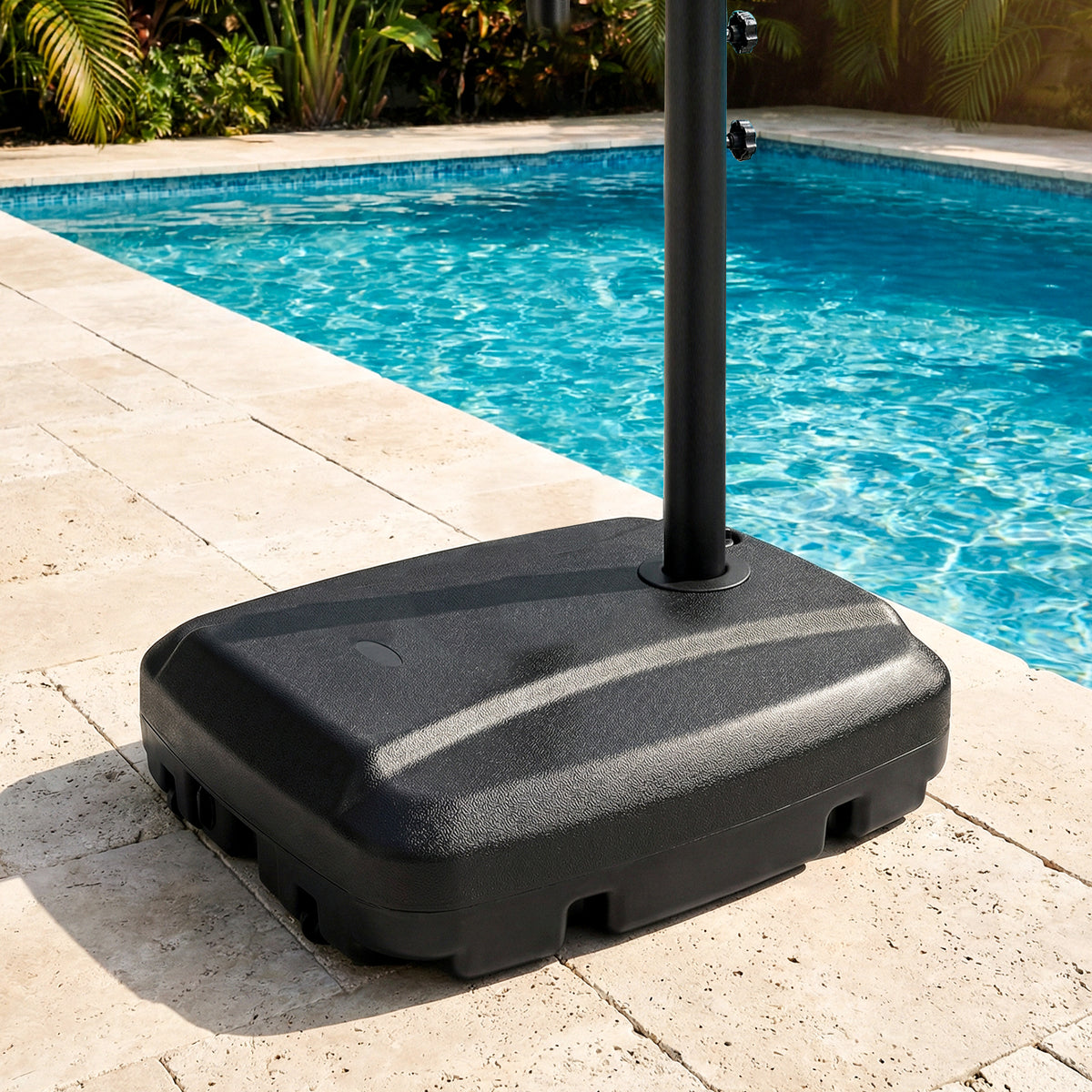 220 LBS Cantilever Patio Umbrella Base with Wheels - Black
