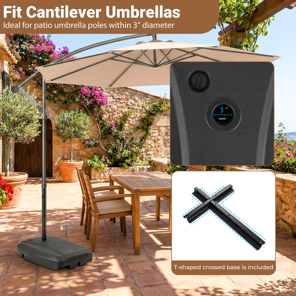 220 LBS Cantilever Patio Umbrella Base with Wheels - Black