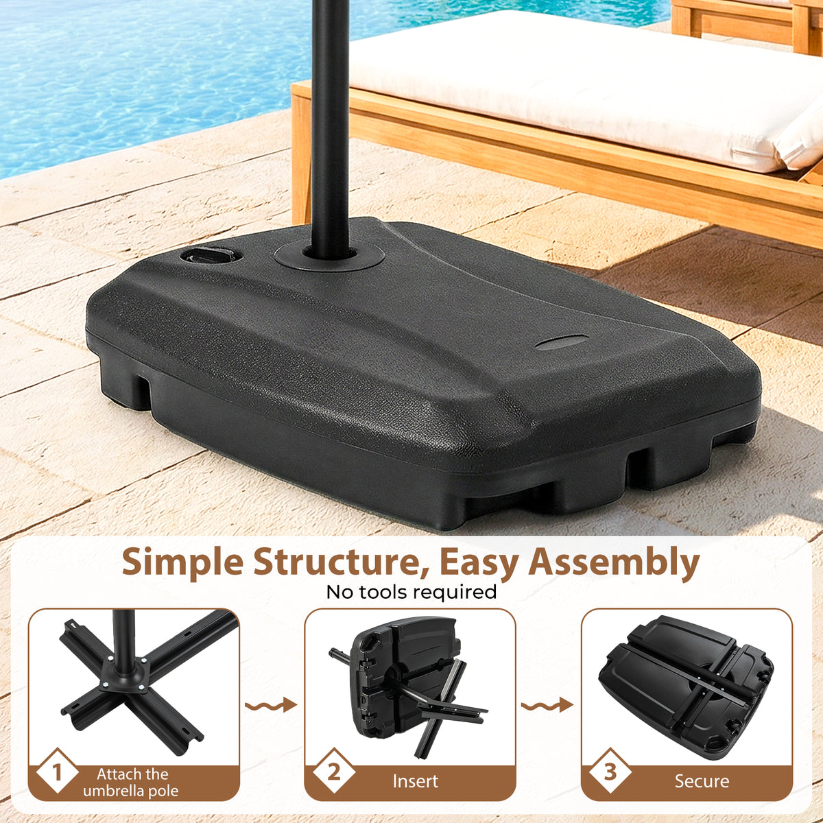 220 LBS Cantilever Patio Umbrella Base with Wheels - Black