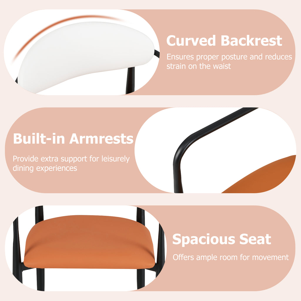 Dining Chairs Set of 2 - Padded Seat & Curved Back