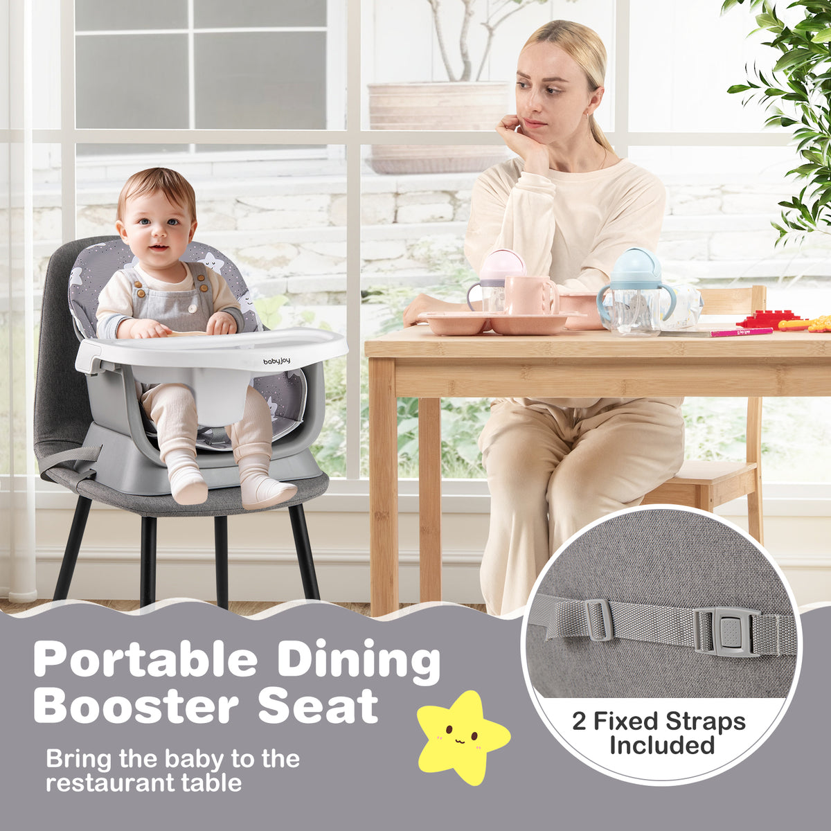 16-in-1 Baby High Chair with Activity Center & Booster Seat, Gray