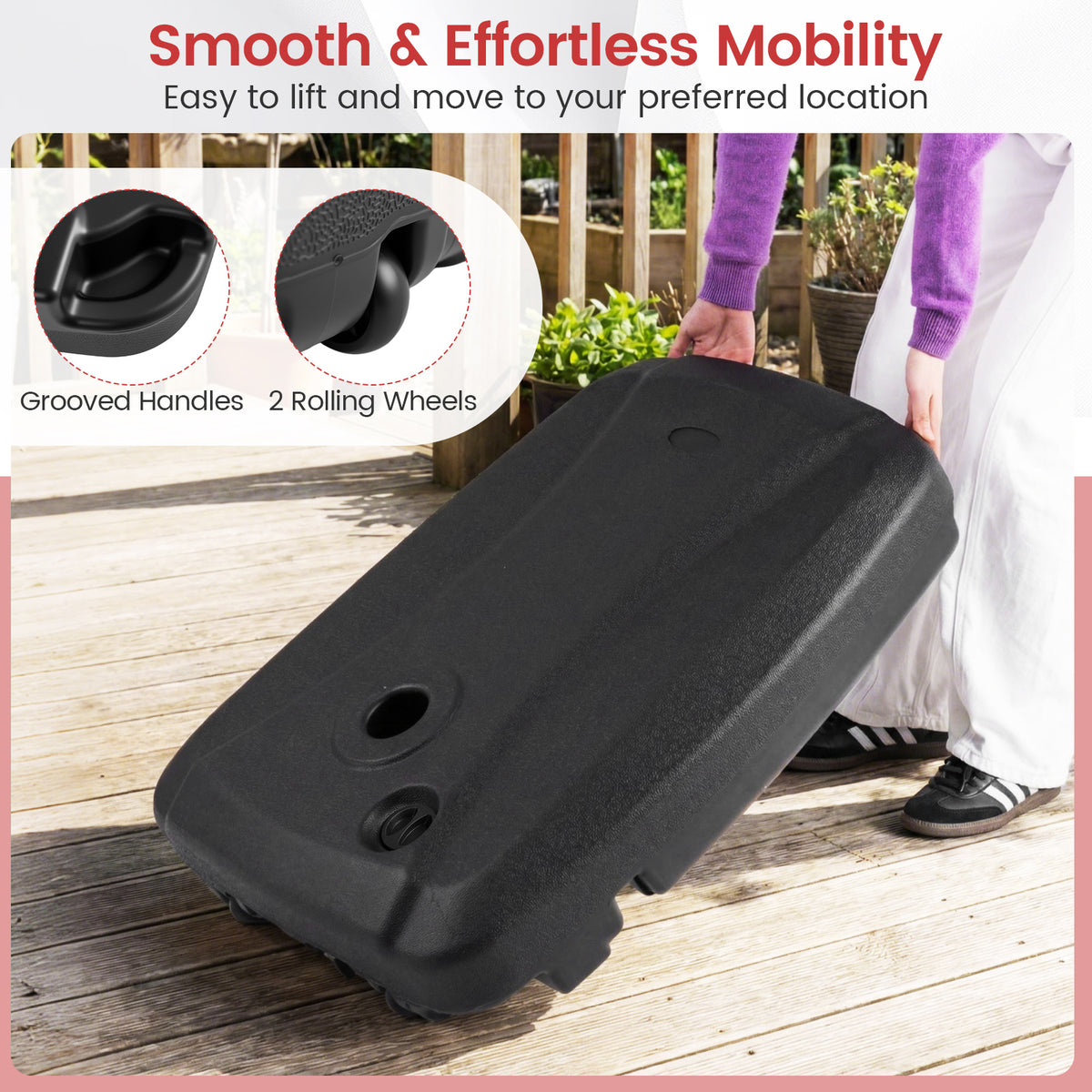 225 LBS Cantilever Umbrella Base with Wheels