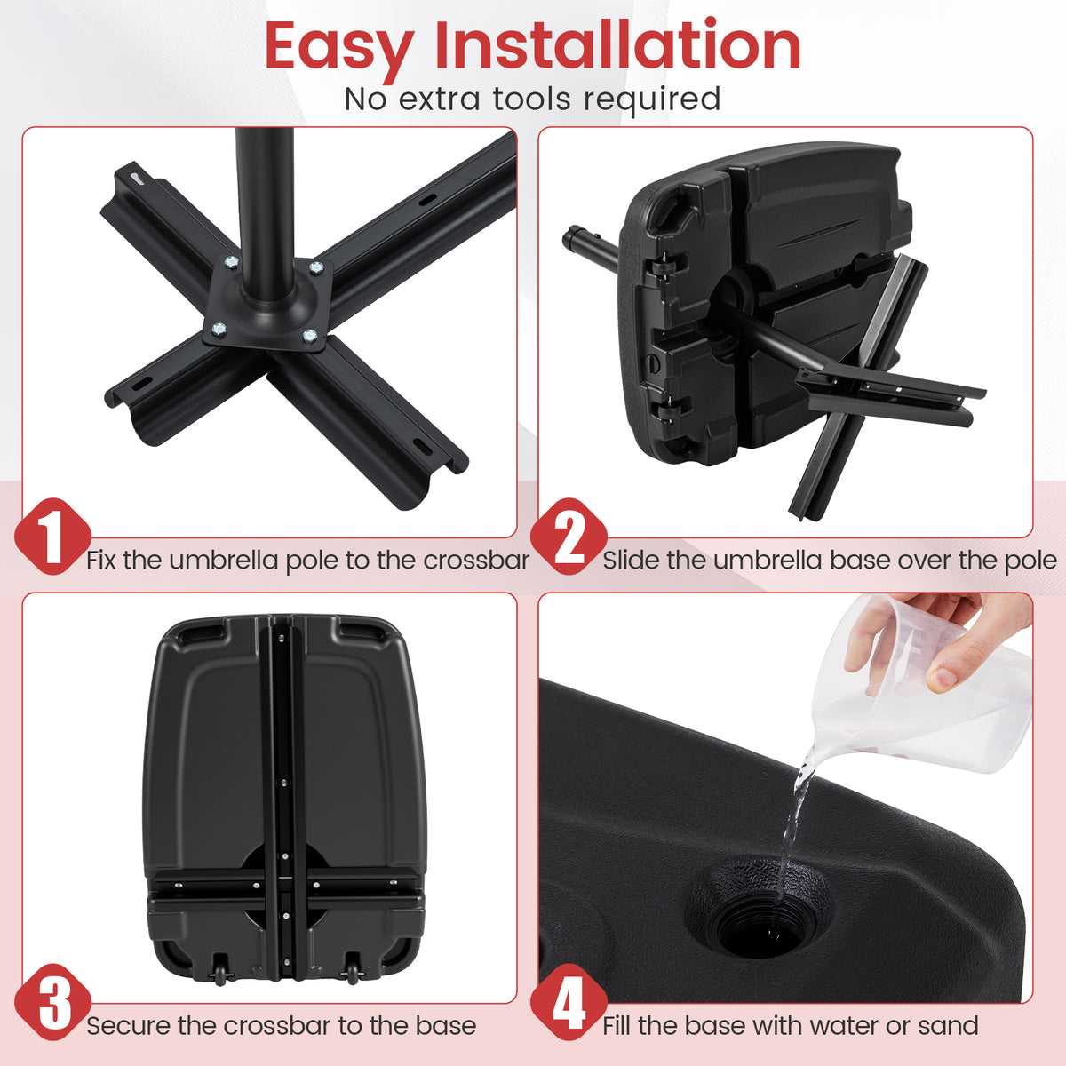 225 LBS Cantilever Umbrella Base with Wheels