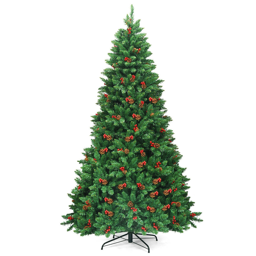 7.5Ft Pre-lit Hinged Christmas Tree with 550 LED Lights & Metal Stand