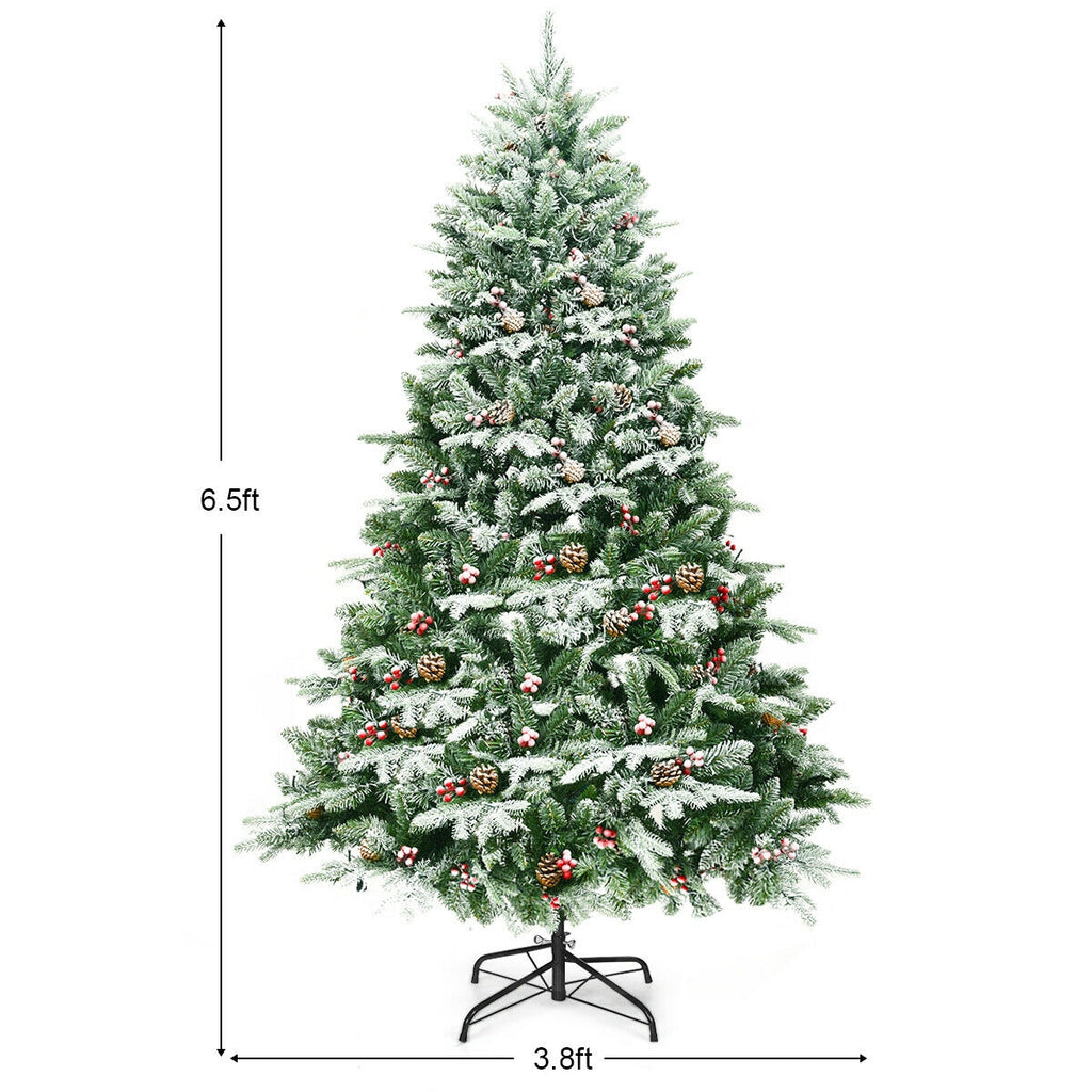 Pre-Lit Snow Flocked Artificial Christmas Tree 6.5 Feet with LED Lights