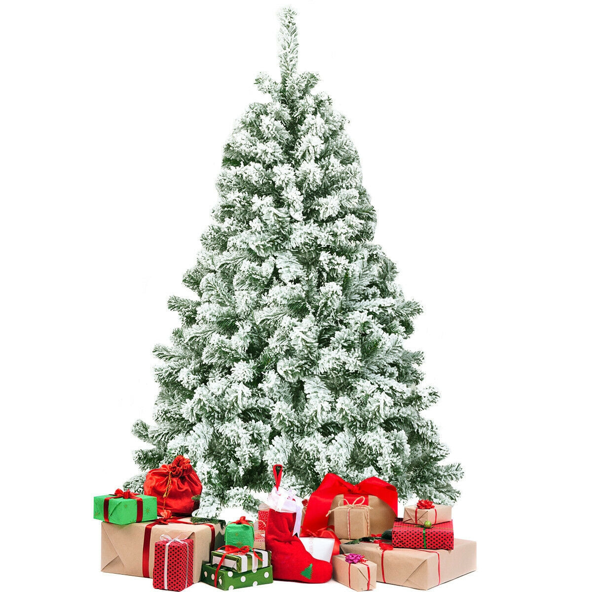 Artificial Christmas Tree 4.5 Ft Snow Flocked with 400 Tips - Full, Easy Setup