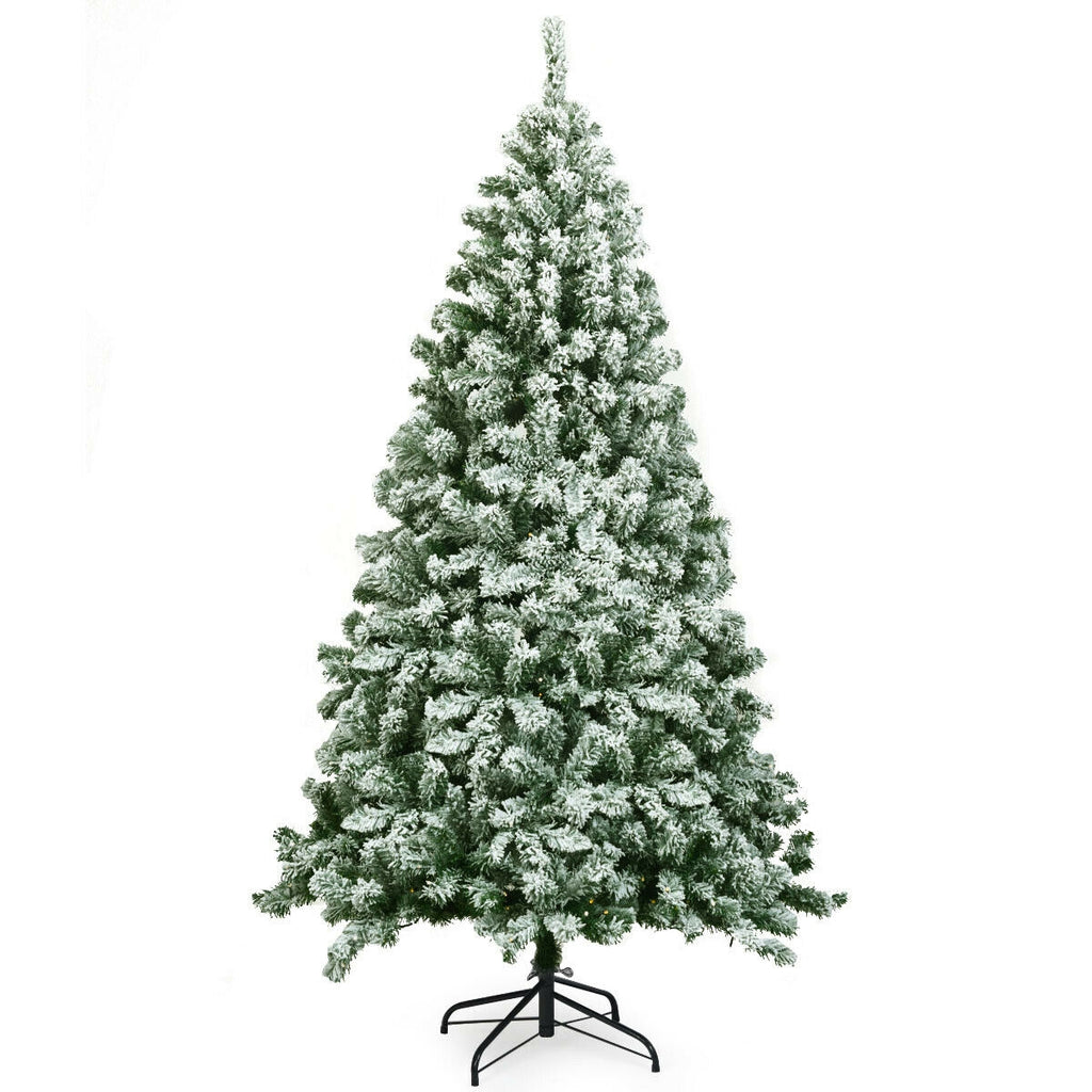6 Feet Snow Flocked Artificial Christmas Tree with 928 Tips - Hinged Design