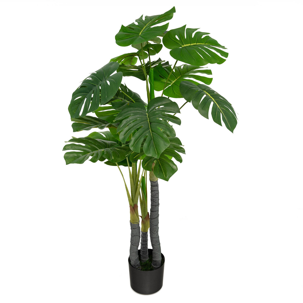 4ft Artificial Monstera & Palm Tree - Realistic Faux Indoor Plant