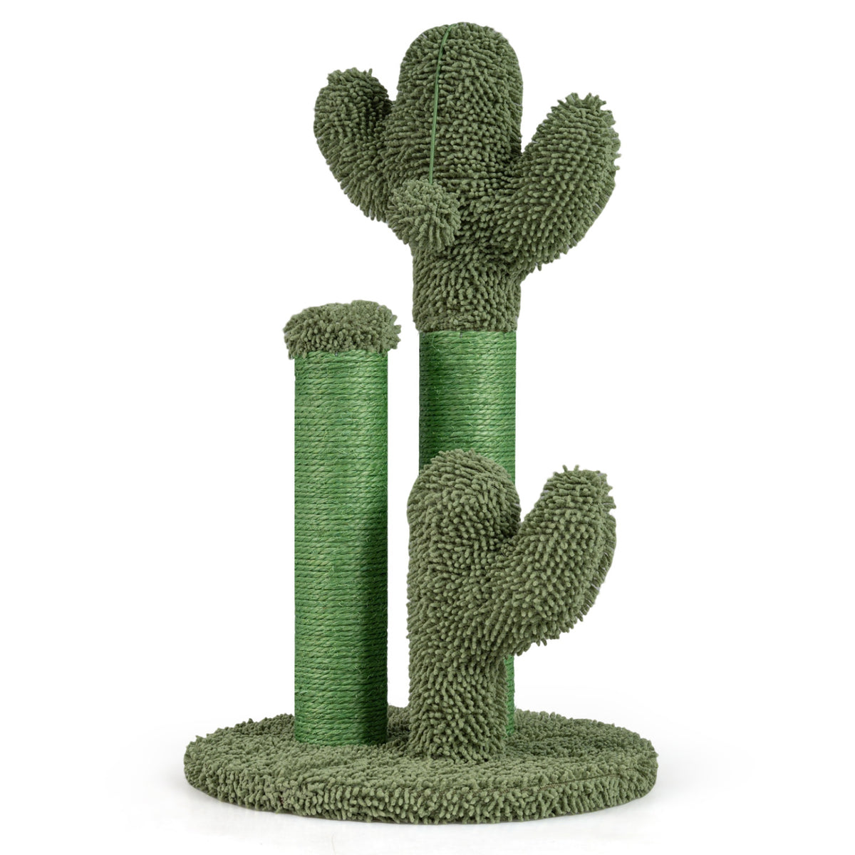 Cactus Cat Scratching Post - 22 Inch Natural Sisal Rope & Plush Ball, Green Variation