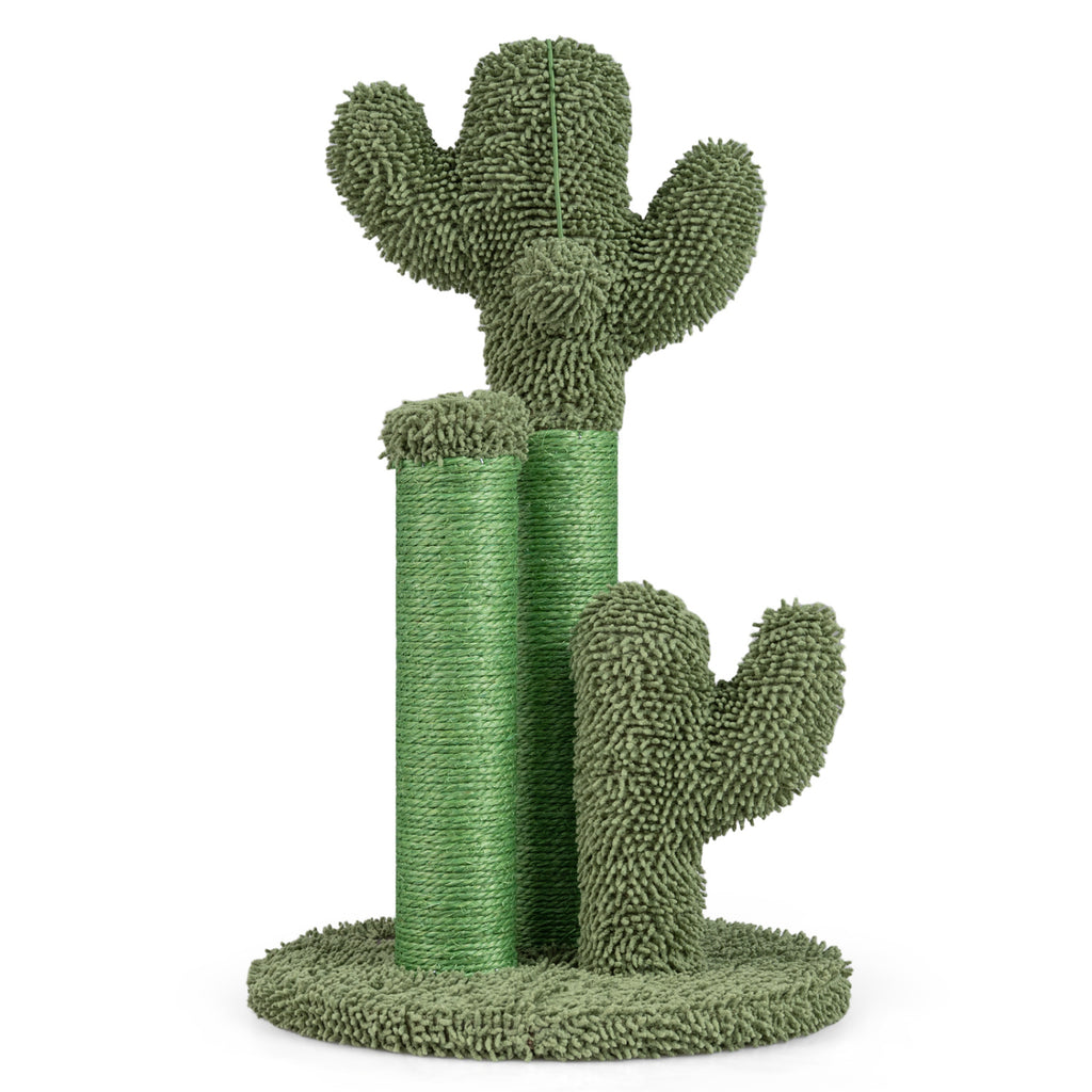 Cactus Cat Scratching Post - 22 Inch Natural Sisal Rope & Plush Ball, Green Variation