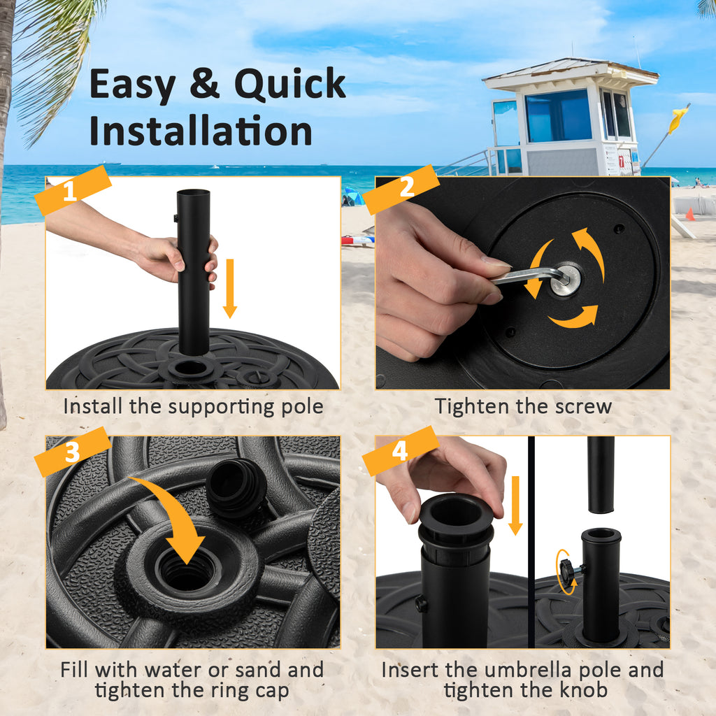 22 Inch Fillable Heavy-Duty Round Patio Umbrella Base Stand