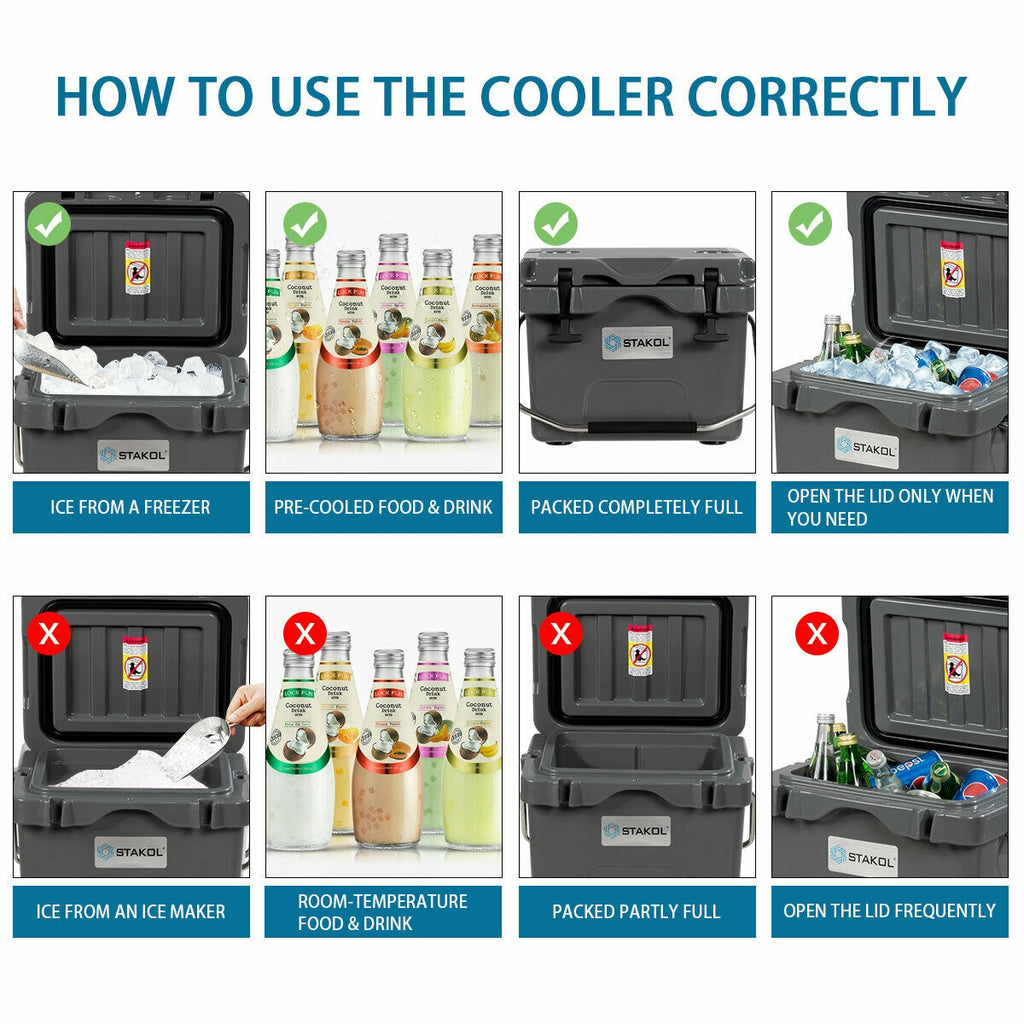 16 Quart 24-Can Capacity Portable Insulated Ice Cooler with 2 Cup