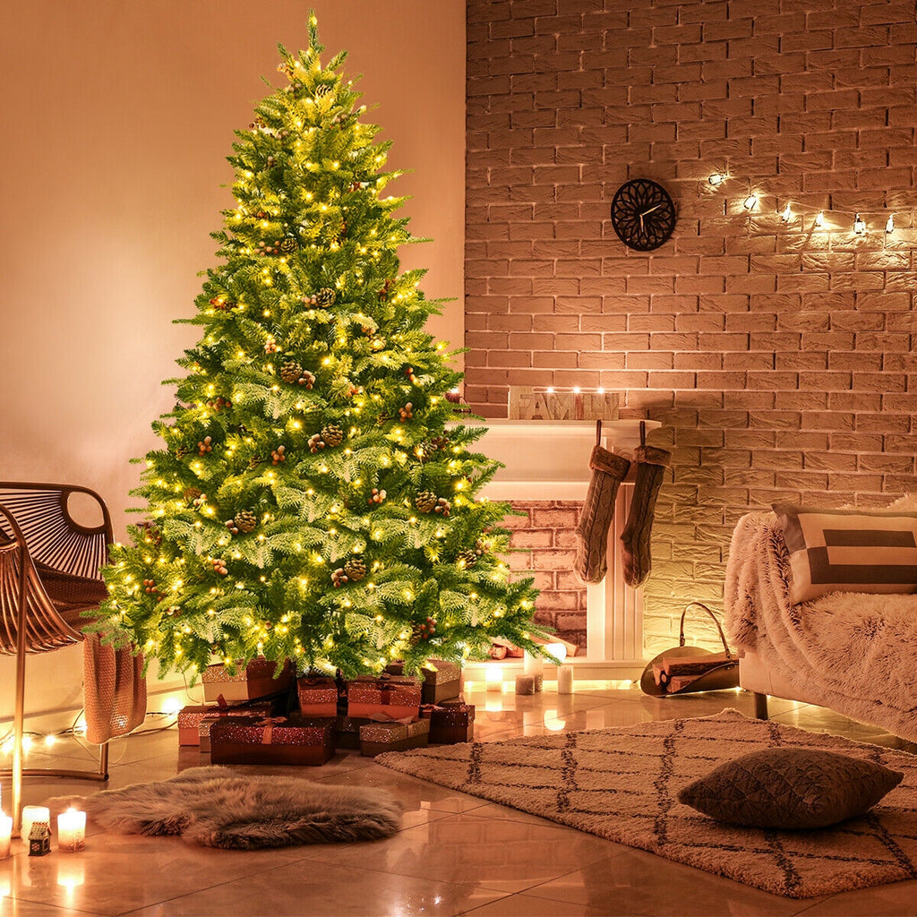 Pre-Lit Snow Flocked Artificial Christmas Tree 6.5 Feet with LED Lights