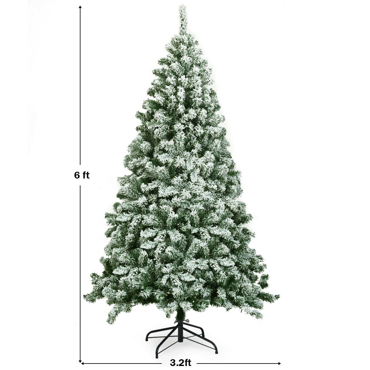 6 Feet Snow Flocked Artificial Christmas Tree with 928 Tips - Hinged Design