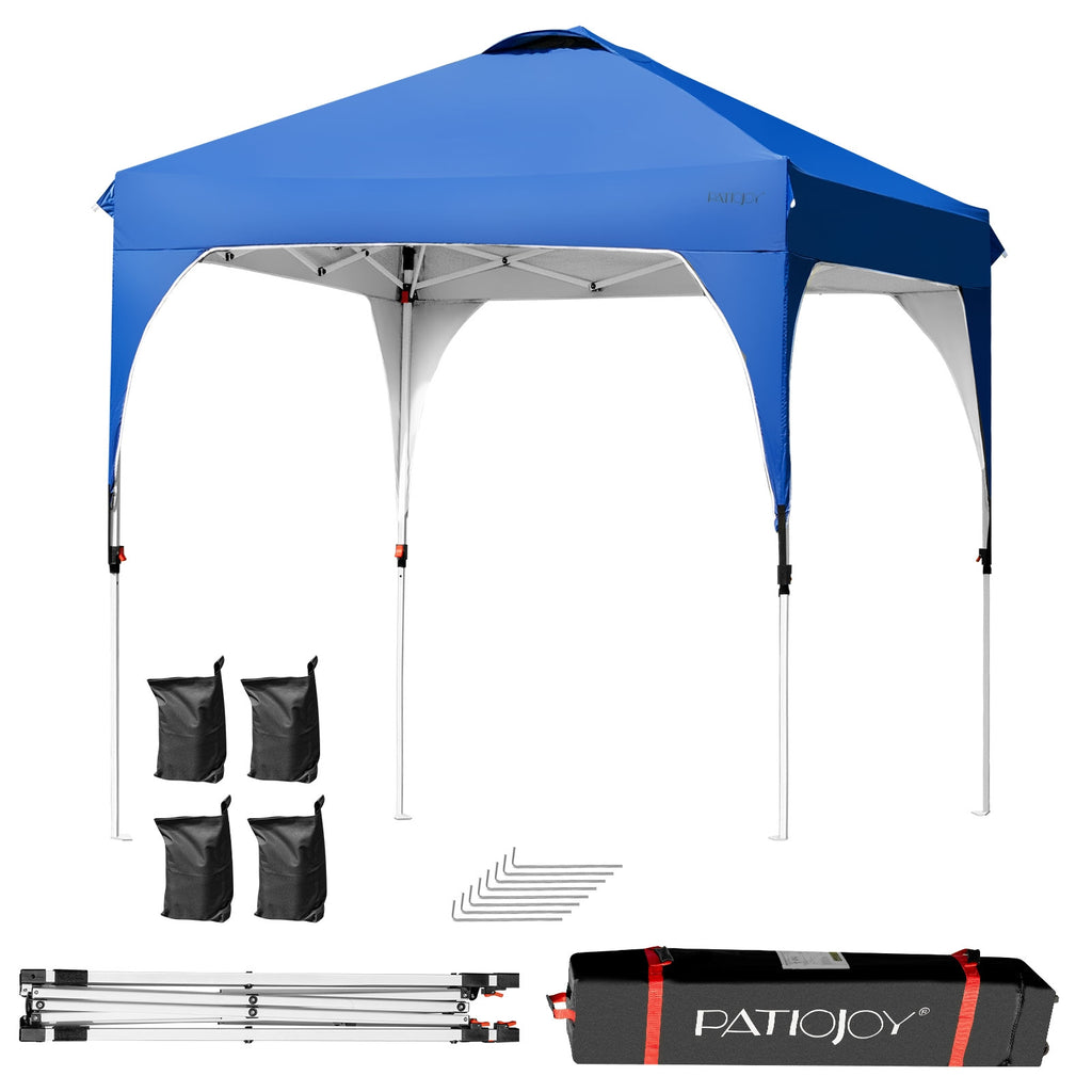 6.6 x 6.6 Feet Pop Up Canopy Tent Height Adjustable Blue