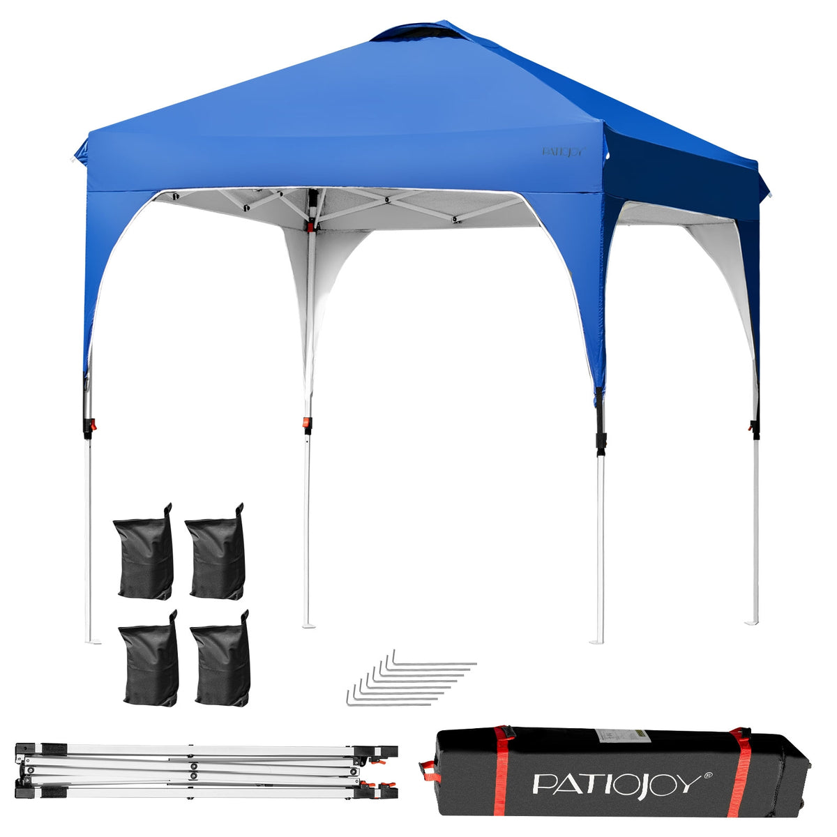 6.6 x 6.6 Feet Pop Up Canopy Tent Height Adjustable Blue