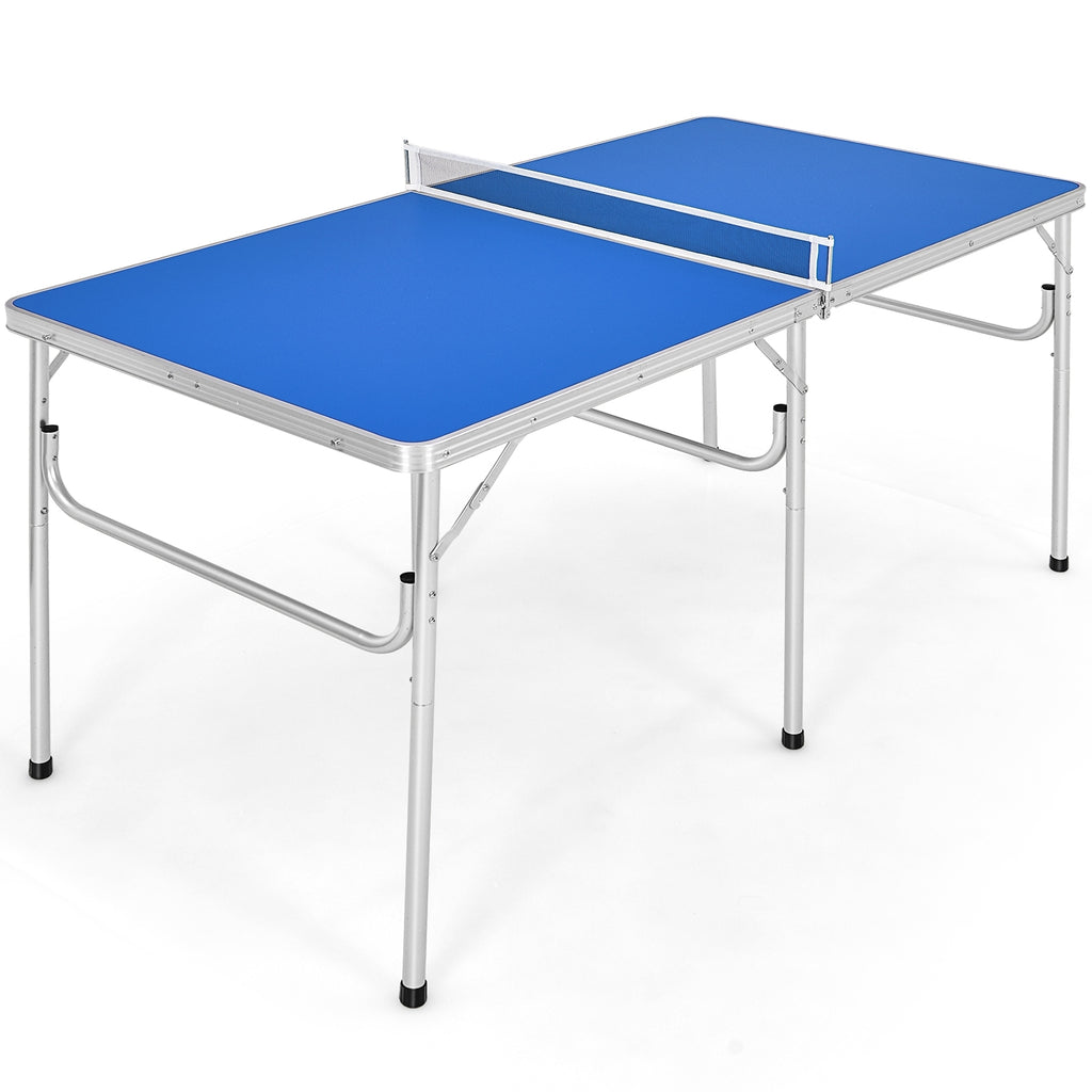 Foldable 60 Inch Portable Ping Pong Table with Accessories - Blue