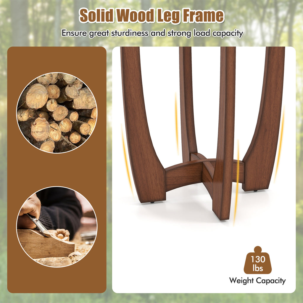 23.5 Inch Round End Side Table Set of 2, Walnut