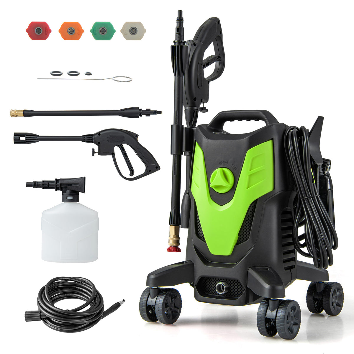 2400 PSI Electric Pressure Washer with 4 Wheels - Green