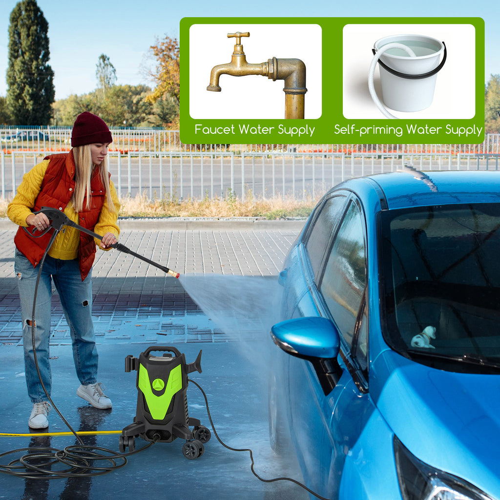 2400 PSI Electric Pressure Washer with 4 Wheels - Green