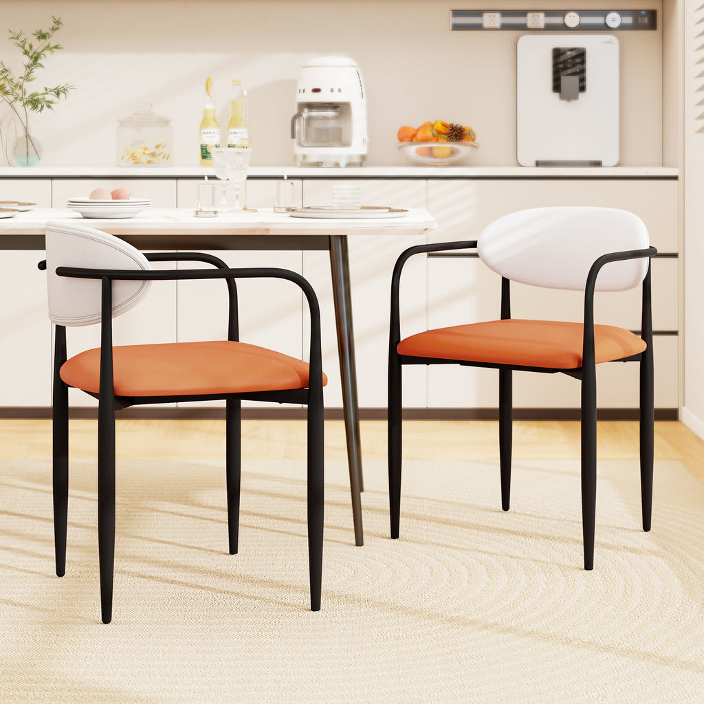 Dining Chairs Set of 2 - Padded Seat & Curved Back