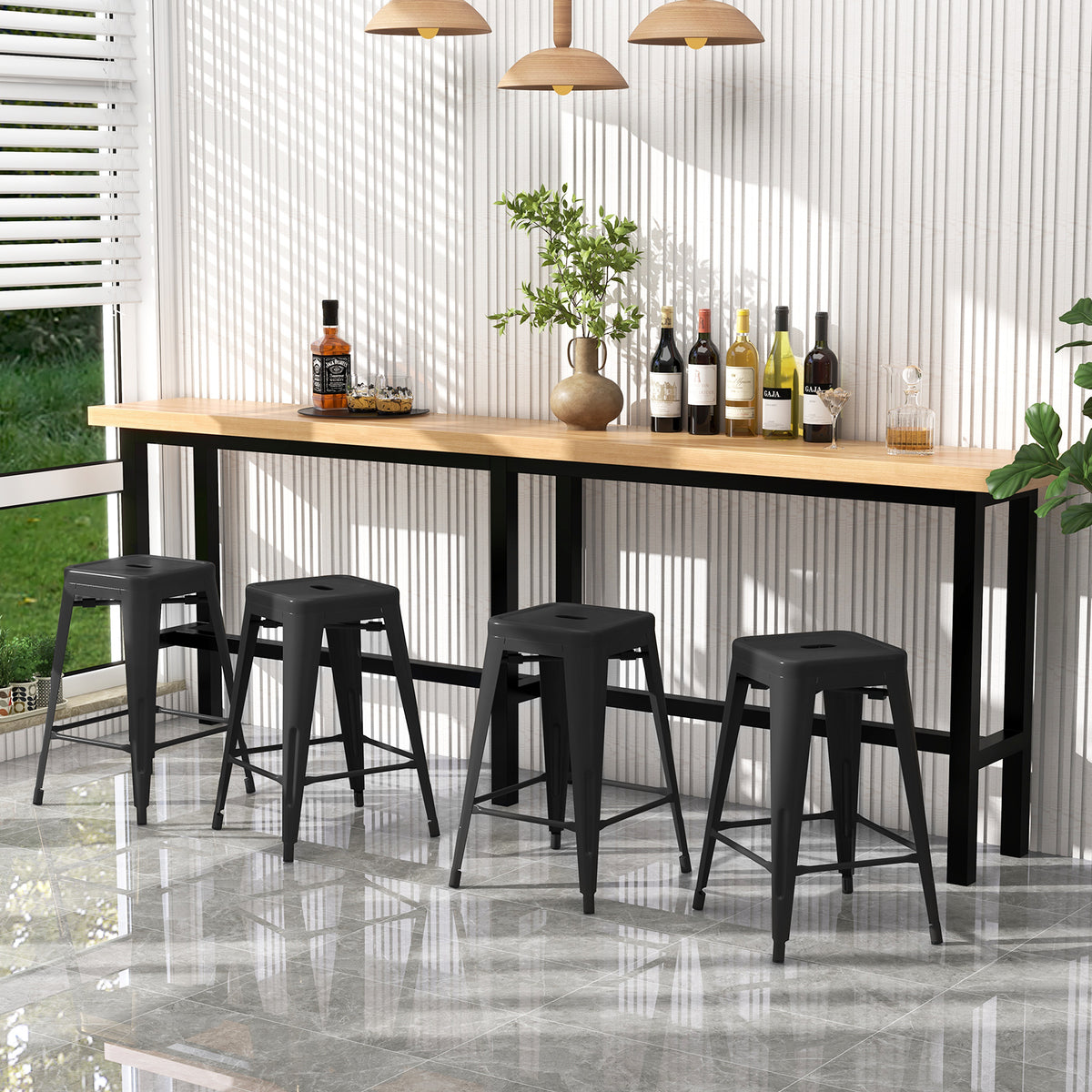24 Inch Cafe Side Chair with Removable Back - Gun Middle Back