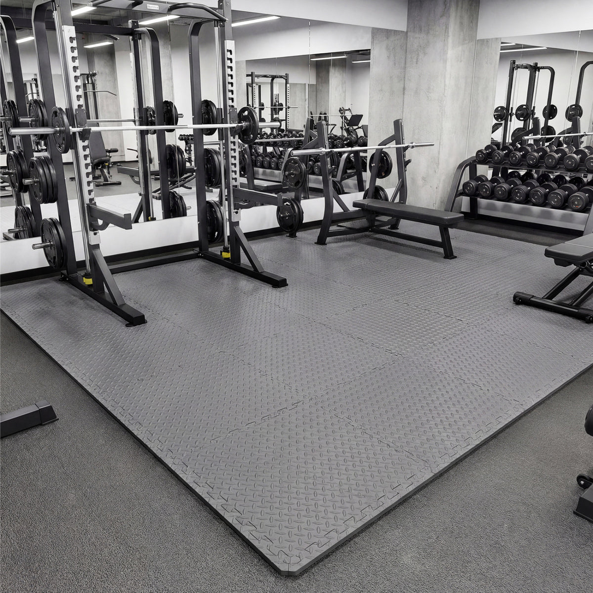 Gray 1/2-Inch Puzzle Exercise Floor Mats - Interlocking EVA Foam for Gym & Playroom