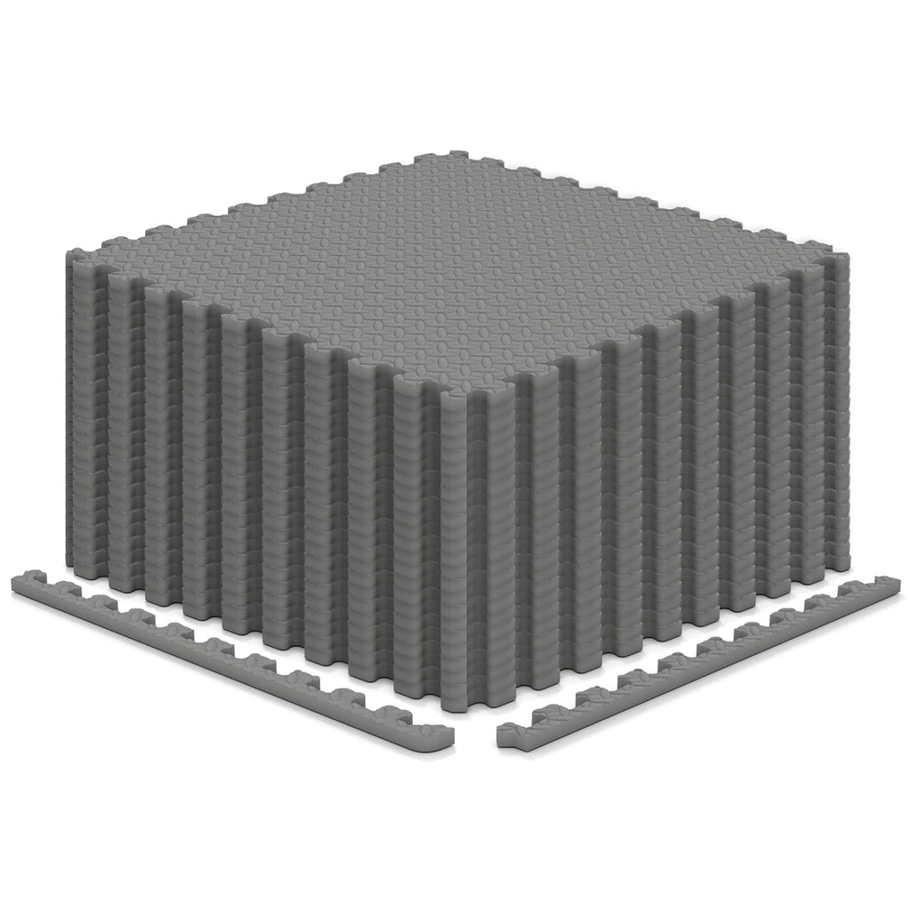 Gray 1/2-Inch Puzzle Exercise Floor Mats - Interlocking EVA Foam for Gym & Playroom