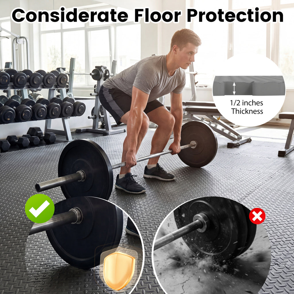 Gray 1/2-Inch Puzzle Exercise Floor Mats - Interlocking EVA Foam for Gym & Playroom
