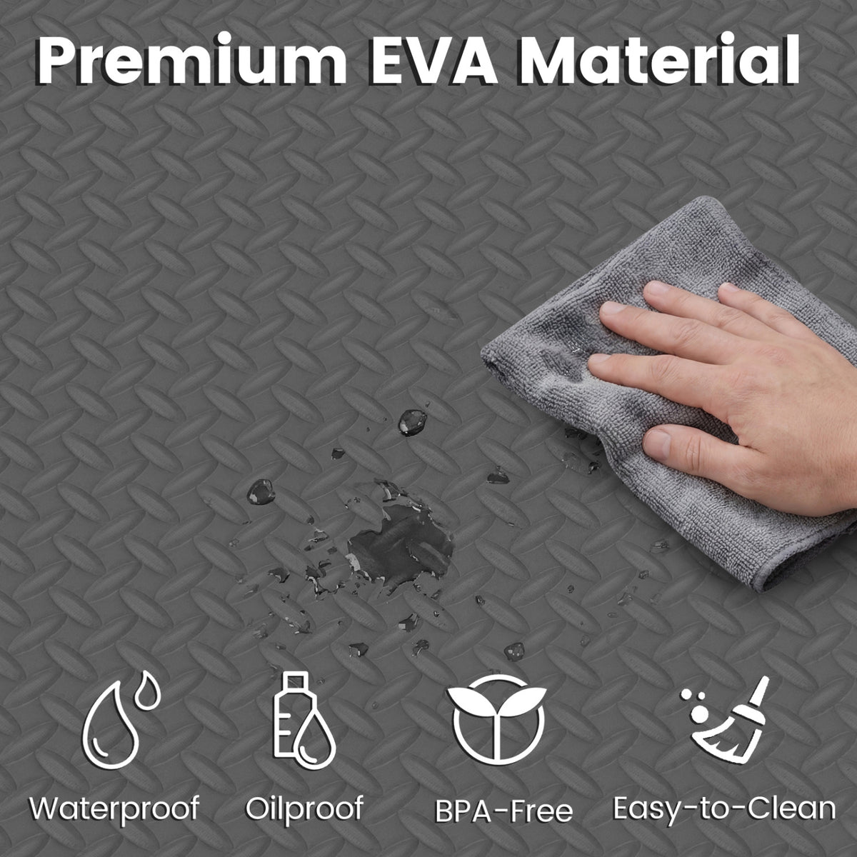 Gray 1/2-Inch Puzzle Exercise Floor Mats - Interlocking EVA Foam for Gym & Playroom