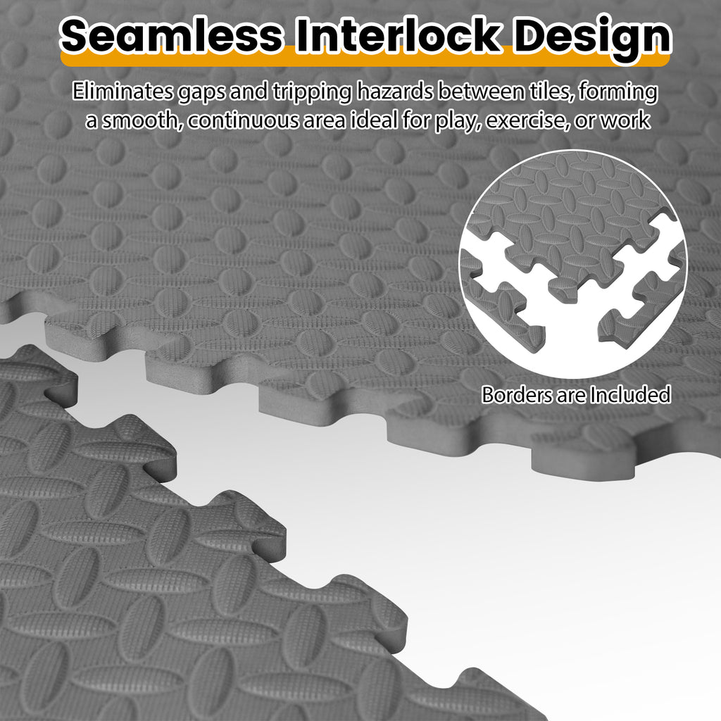 Gray 1/2-Inch Puzzle Exercise Floor Mats - Interlocking EVA Foam for Gym & Playroom