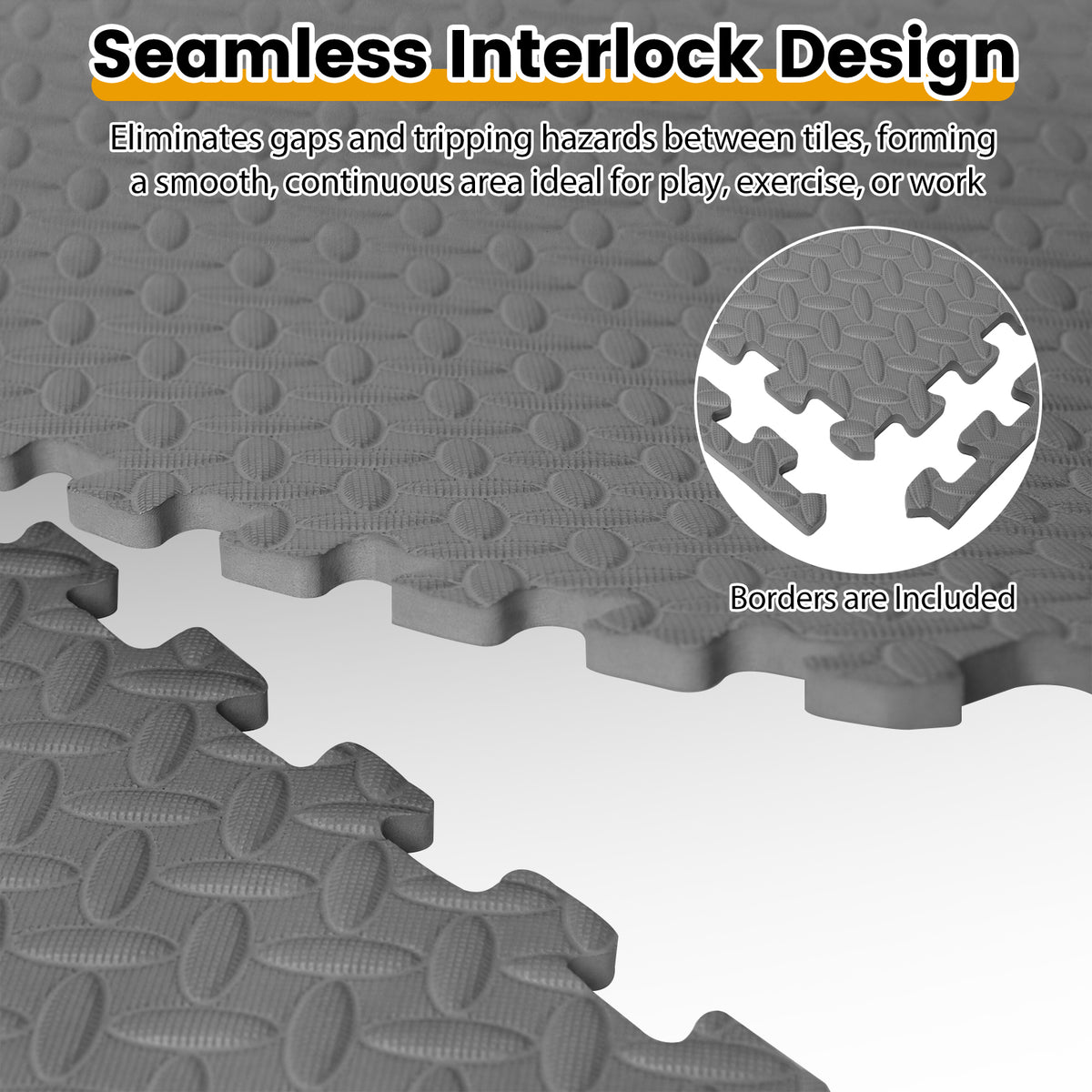 Gray 1/2-Inch Puzzle Exercise Floor Mats - Interlocking EVA Foam for Gym & Playroom