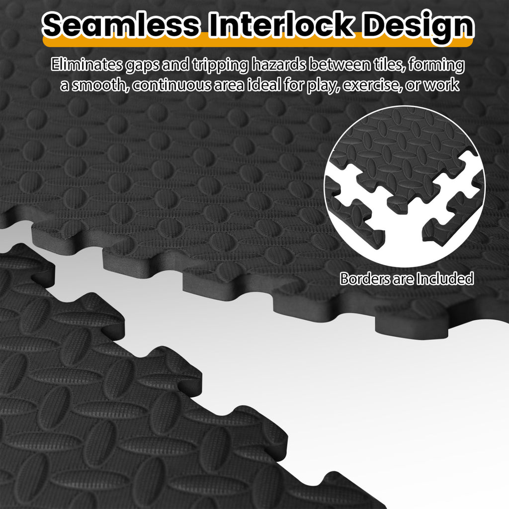 24Tiles 1/2-Inch Puzzle Exercise Floor Mats - Black Variation