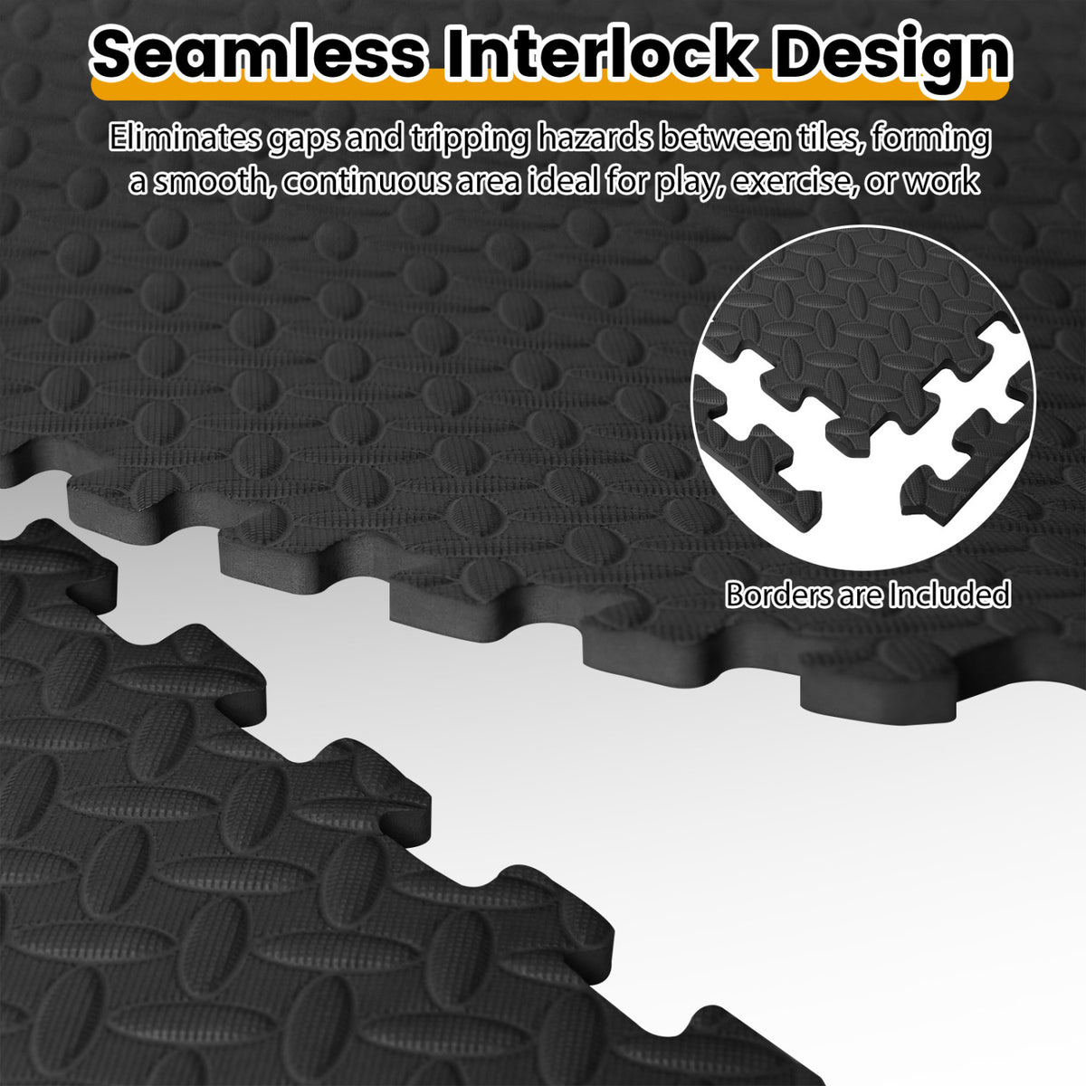 24Tiles 1/2-Inch Puzzle Exercise Floor Mats - Black Variation