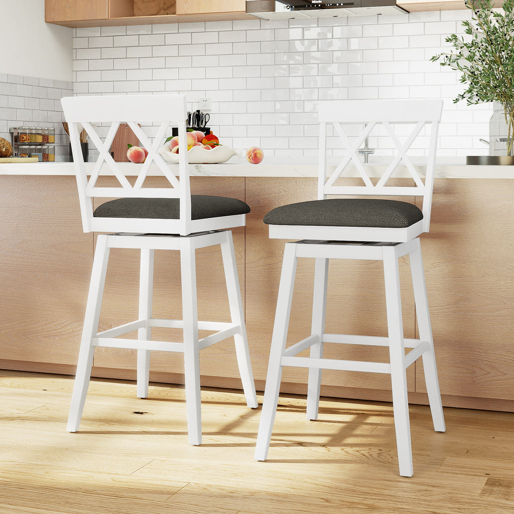 24 Inch Counter Height Barstool with Backrest, White